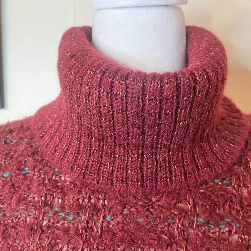 VTG Jaeger Red Textured Cropped Turtleneck Sz 32 Chest London